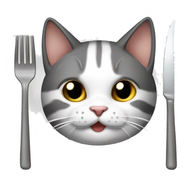 Bkh ekh mix cat eating with fork and knife sticker