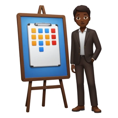 person silhouette standing next to a project board sticker