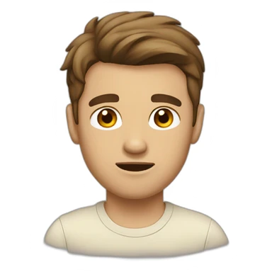 Man brown hair beige t-shit challenging face sticker