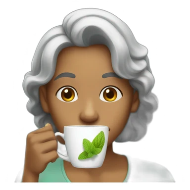 yold woan drinking mint tea sticker
