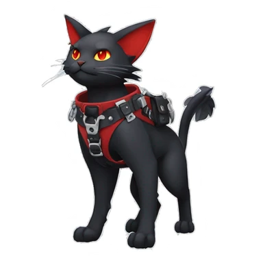 cool edgy black punk red ethereal fantasy nargacuga-bat-cat-Fakemon collar harness full body sticker