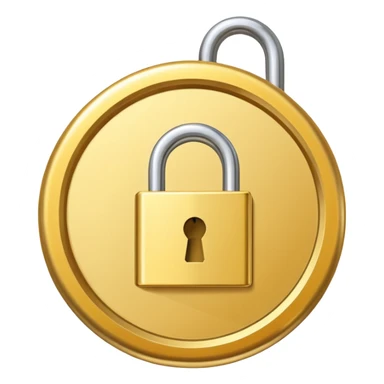 a gold medal with a lock engraved on it sticker