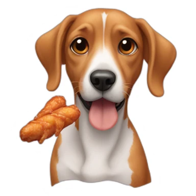 a dog eating chickenwings sticker
