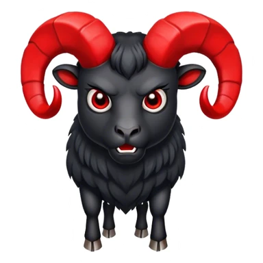 large angry black ram with red horns sticker