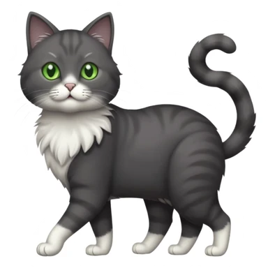 full body solid dark grey cat with green eyes, white paws and white whiskers walking sticker