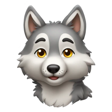 a cute gray wolf blowing a kiss sticker