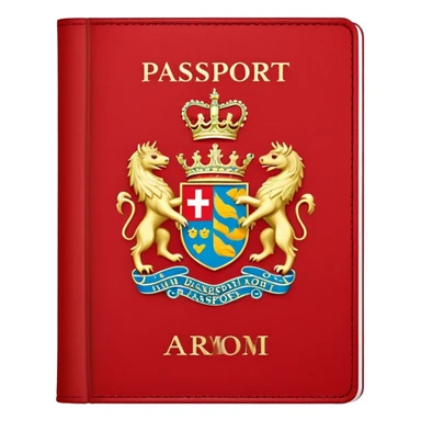 Danish passport, red cover with coat of arms sticker