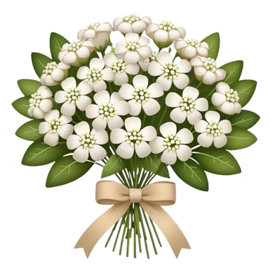 bouquet of white  gypsophila flowers with beige ribbon sticker