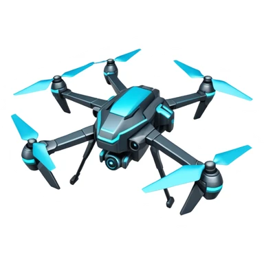 menacing combat drone with cyan accents sticker