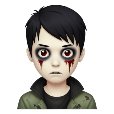 boy zombie with black hair emo sticker