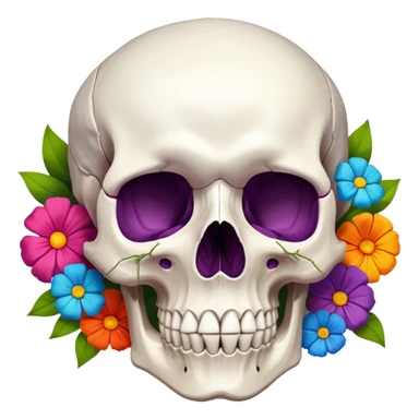 still life scull flowers tissue sticker