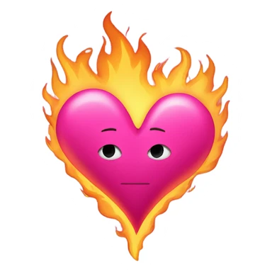 Pink heart on fire  sticker