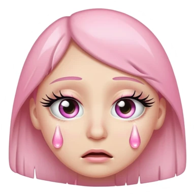 Crying face with light pink tears and eyelashes  sticker