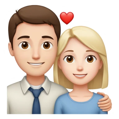 a short person with heart eyes gazing up at a very tall person, both smiling bashfully sticker