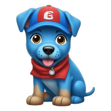 Blue dog with red cap w logo sticker