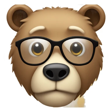a bear with too many muscles, square glasses, moustache. sticker