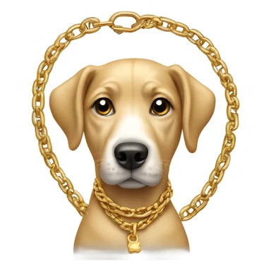 Dog wearing a gold chain sticker