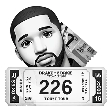 concert ticket, drake 2026 tour concert, black and white tickets sticker