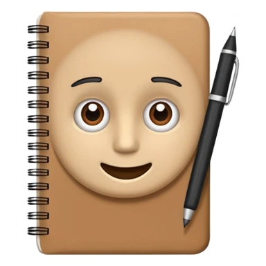 brown school notebook and pen sticker