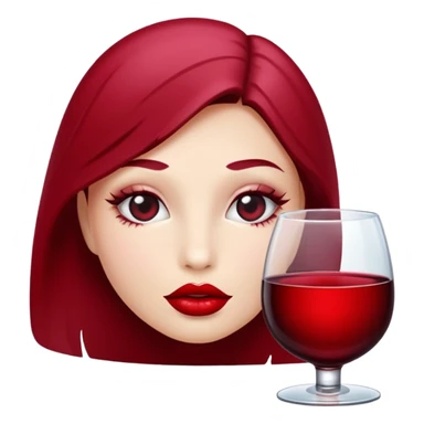 Red wine lip mark emoji png sticker