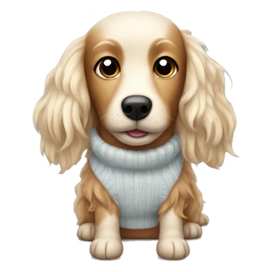 long haired weeny dog wearing a dolly sweater  sticker
