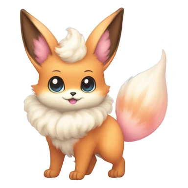Kawaii Pastel Cotton-Candy-Colored Eeveelution-Cute-fox-Bunny-Pokémon-fusion sticker