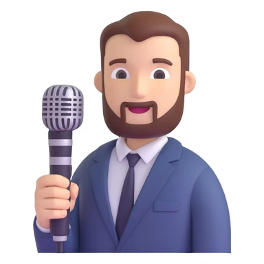 Vavinews Man, professional news reporter with microphone sticker
