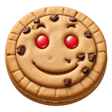 Emoji de un paquete de galletitas tipo pepas de membrillo, con algunas galletas redondas y el centro rojo visible. sticker