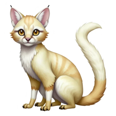 Colorful tropical pearly-albino-white iridescent glorious divine exotic cute cool beautiful shiny beautiful fantasy-caracal-civet-genet-sergal-vernid-Cacomistle-oncilla-animal-Fakémon-hybrid-fursona (full body) sticker