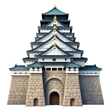Cinematic Realistic Osaka Castle Landmark Emoji, showcasing the majestic historic castle rendered with dramatic stone textures and regal, natural lighting. sticker