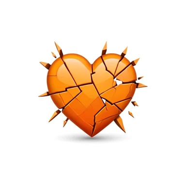Broken heart in orange colour  sticker