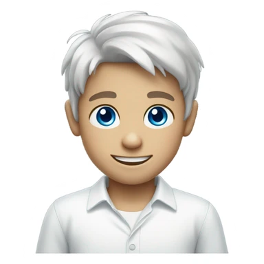 smiling boy in white shirt with blue eyes sticker