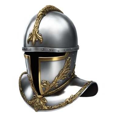 ornate french steel armet helmet chrome sticker