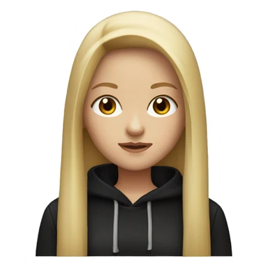 Blonde long straight hair girl with brown eyes and black hoodie  sticker
