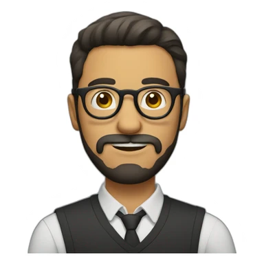 man with a circle beard and glasses sticker