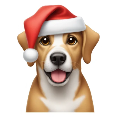 Dog wearing a Santa hat sticker