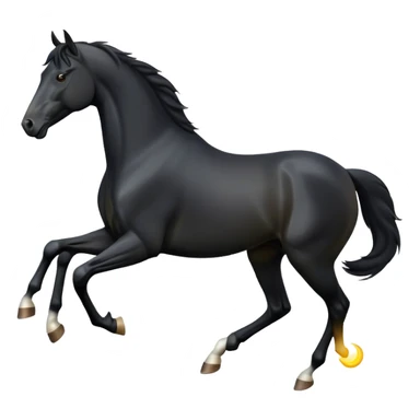 cinematic-[black horse]-realistic-full-body-galopping-emoji,-tail-flicking-lazily,-head-tilted-dramatically,-sleek-[black]-coat,-simplified-yet-realistic-focused-features,-highly-detailed,-glowing-with-an-almost-sarcastic-glow sticker