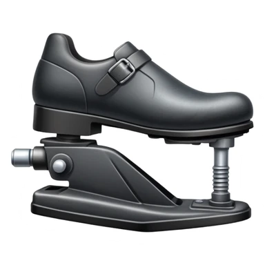 side view close up of a car's brake pedal with a foot on it sticker