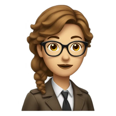 woman brown midhair with glasses detective sticker