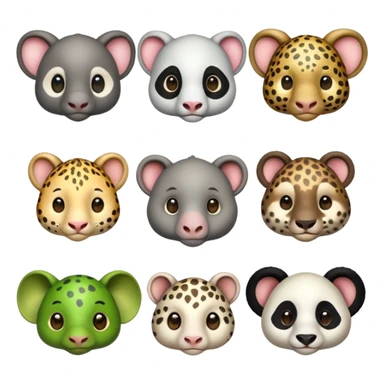 leopard, elephant, frog, goat, panda, and koala all together sticker