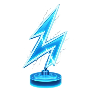 3d blue neon glowing transparent lightning ⚡️✨ sticker