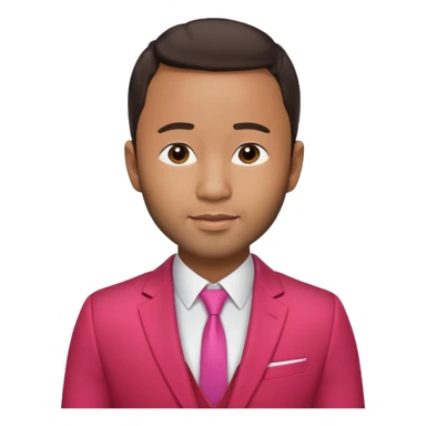 John Legend with dark brown hair, red and pink suit sticker