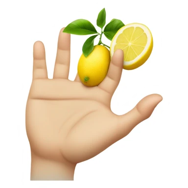 a hand (with 5 fingers) squeezing a lemon, inside his hand sticker