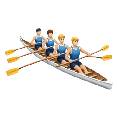 An icon featuring a rowing boat with two oars and a calm river in the background, symbolizing academic rowing. The design includes a rower in athletic gear, a team of rowers, and rippling water, representing the competitive spirit and technique of rowing. Transparent backgrounв sticker
