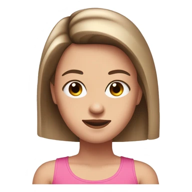 white girl with brunette pin straight hair wearing a pink tank top sticker