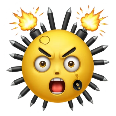 Create a mind blowing face with bombs coming out as a yellow face like 🤯 sticker