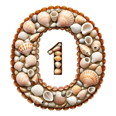 number 1 made from sea sticker