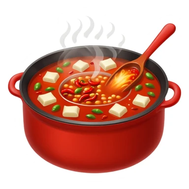 chengdu hotpot, bubbling spicy soup, lots of chili sticker