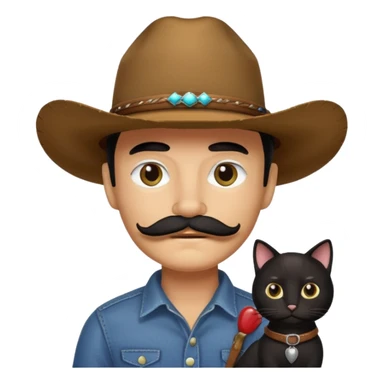 combine the cowboy empjis with a bclack cat emoji and make it have a moustache sticker