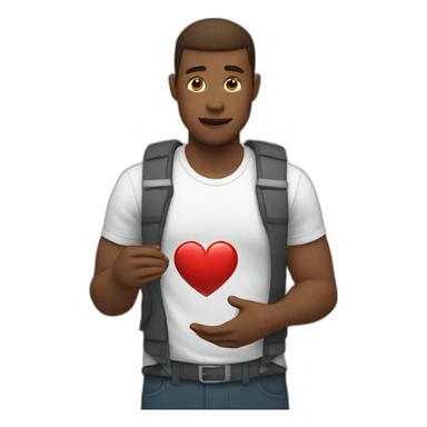 White man holding a broken heart sticker